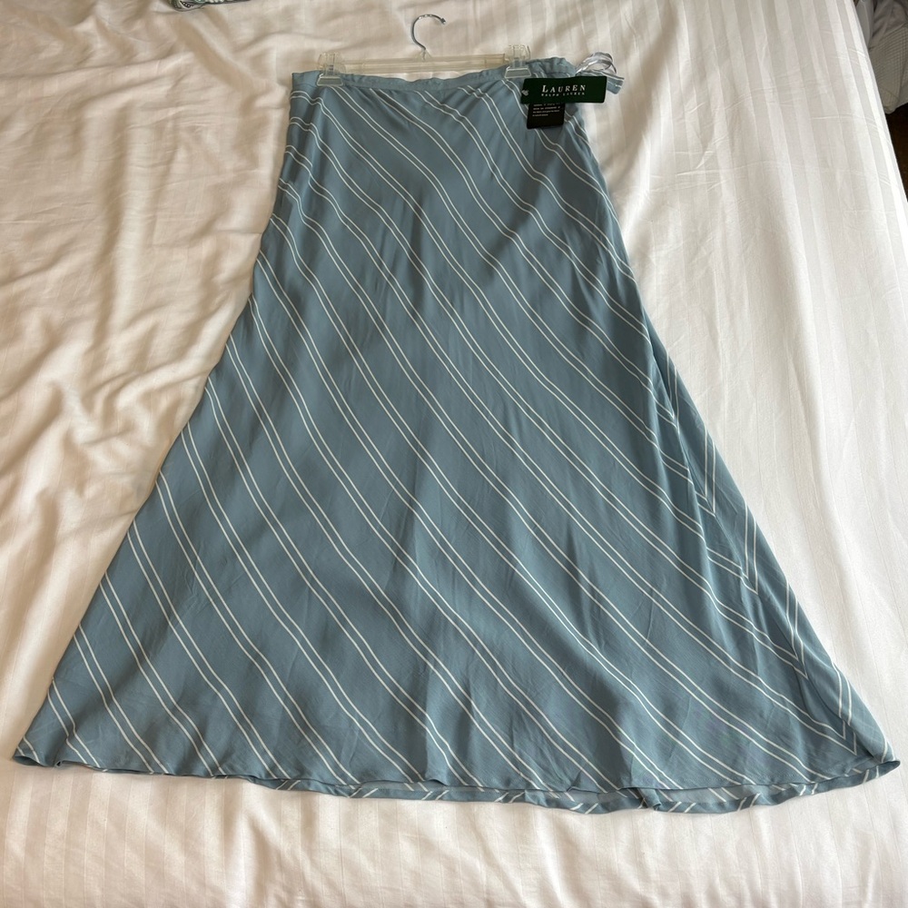 Lauren Ralph Lauren Shelter Island Blue and White A-Line Skirt NWT - Picture 4 of 13